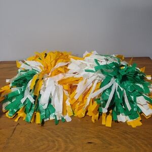 Vintage Cheerleader Pom Poms Gold Green White Green Bay Packers Set Of 2